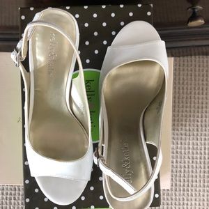 Women’s white sling back peep toe heels size 8